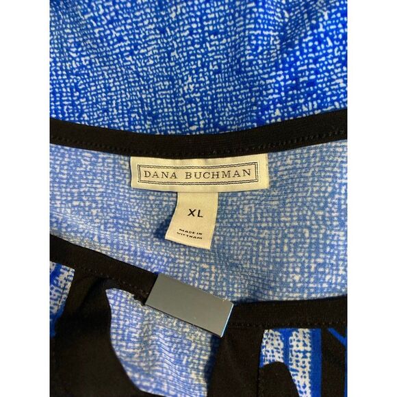 Dana Buchman blue and black keyhole blouse - Picture 2 of 5